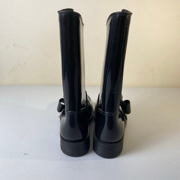 RED Valentino Women's EU 40 / US 10 Designer Black Rubber Rain Boots NO INSOLES - Picture 4 of 16